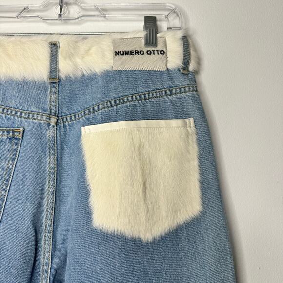 Numero Otto Amelie Fur Straight Leg Jeans Size 44 / US 8 - Picture 9 of 12